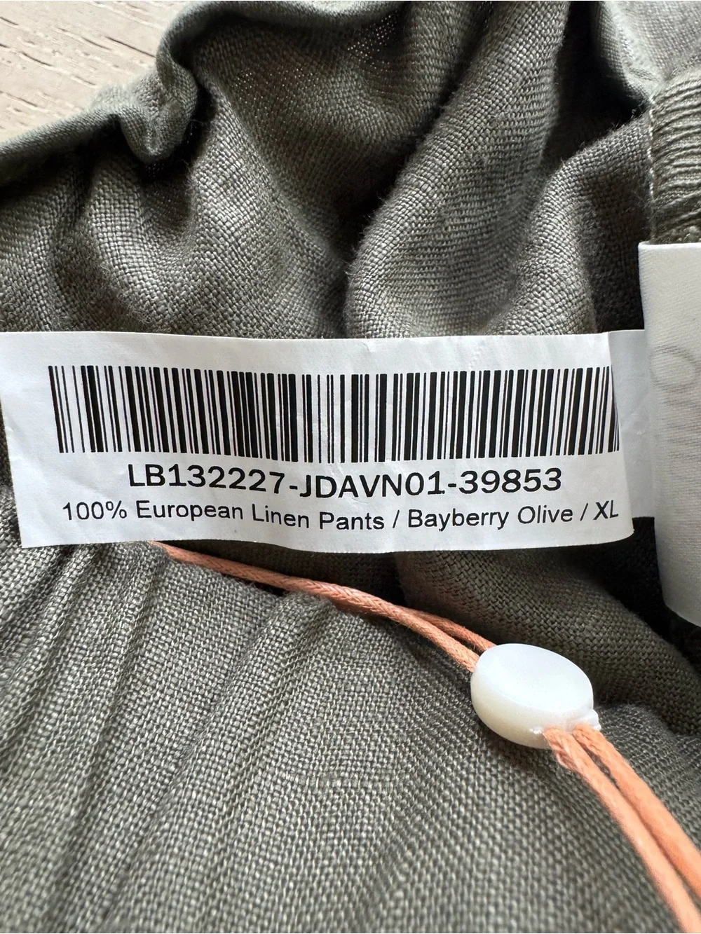 NWT QUINCE 100% European Linen pants Bayberry Olive XL limited edition
